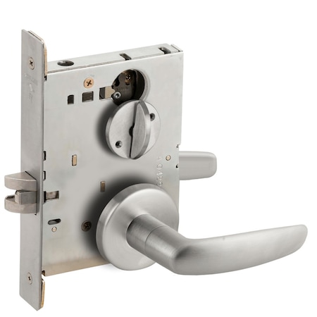 Schlage Grade 1 Bed Bathroom Privacy Mortise Lock, 07 Lever, B Rose, Satin Chrome Finish, Field Reversible L9040 07B 626